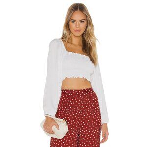 RESA Revolve Chevy smocked long sleeve Top in White Medium